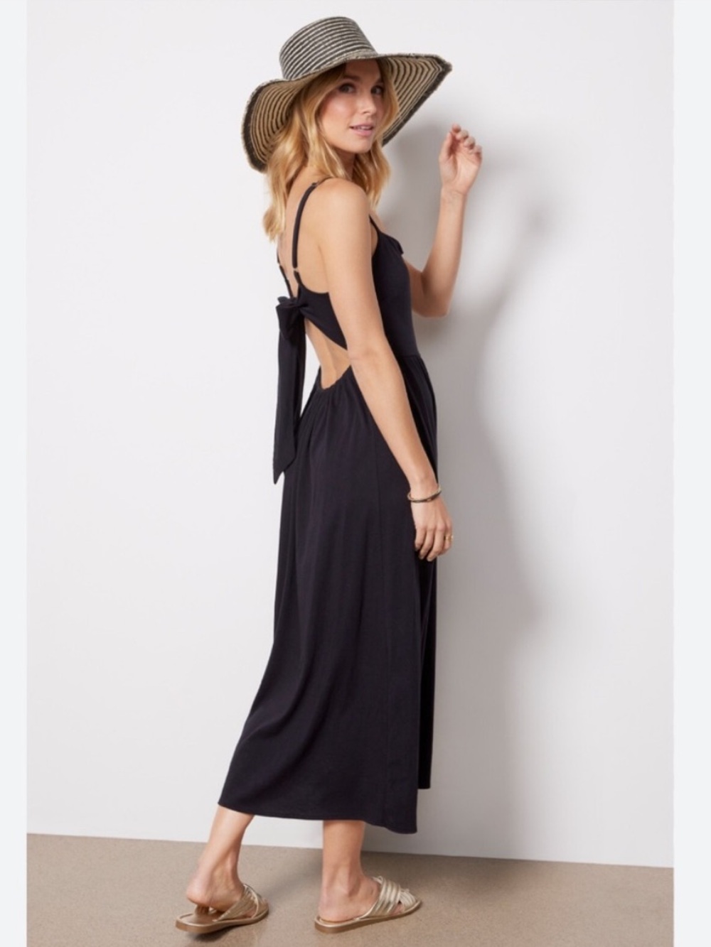 Michael Stars Allora Tie Back Dress in Black Size M